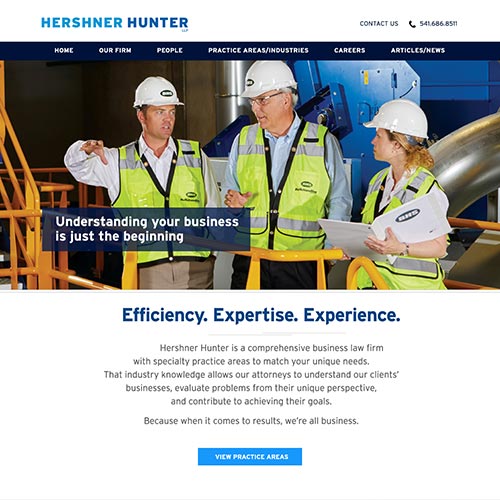 New Website Homepage Preview for Hershner Hunter