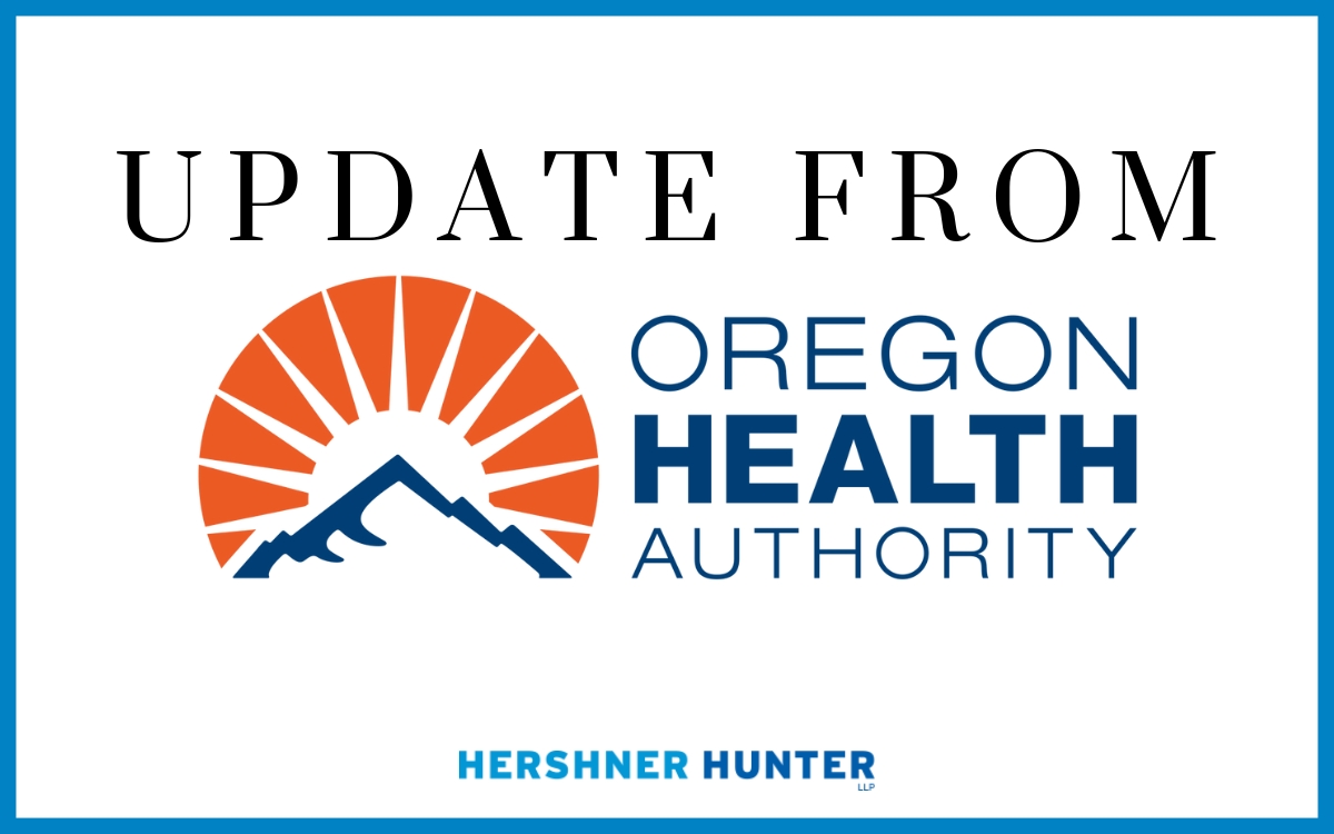 "Update From Oregon Health Authority" with OHA logo and Hershner Hunter logo