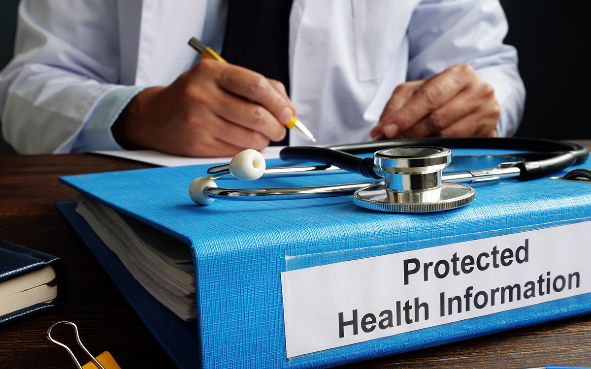 Folder with protected health information PHI as part of HIPAA rules